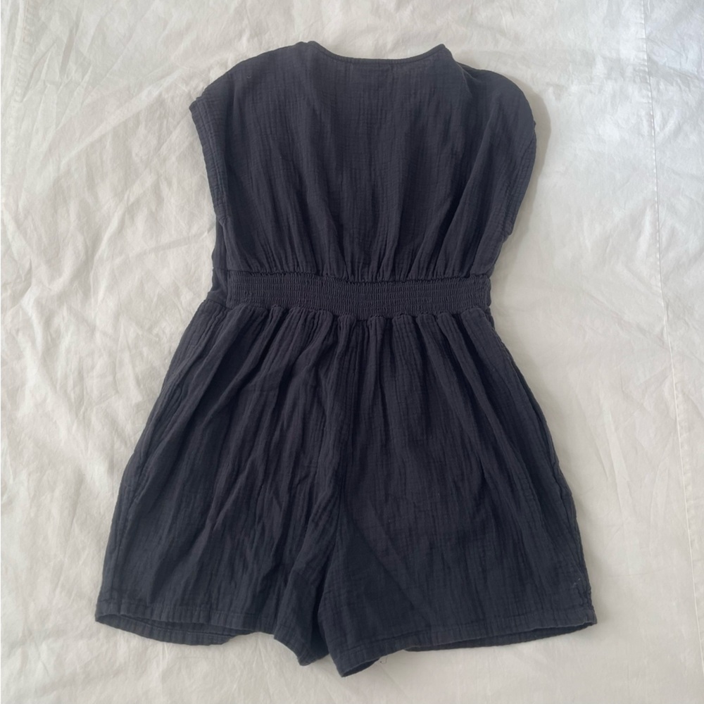 Universal Thread Charcoal Button-Front Romper - image 6